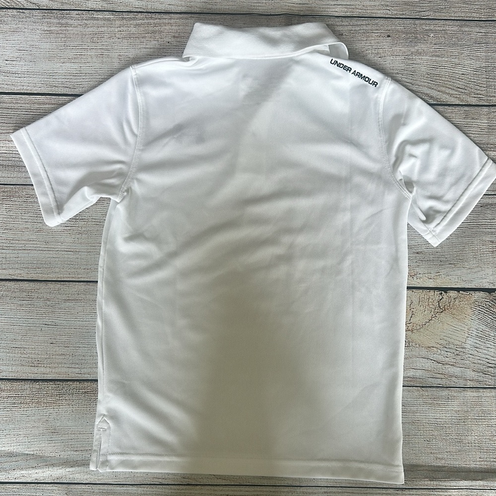 Under Armour UA Boys Youth Kids White Heat Gear Polo Golf Shirt Size S Small EUC - Picture 3 of 5